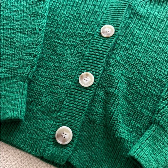 LOFT Green Cozy Button-Front Cardigan - Picture 8 of 9
